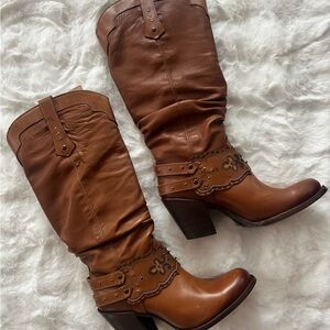 Brown Leather Knee-High Boots